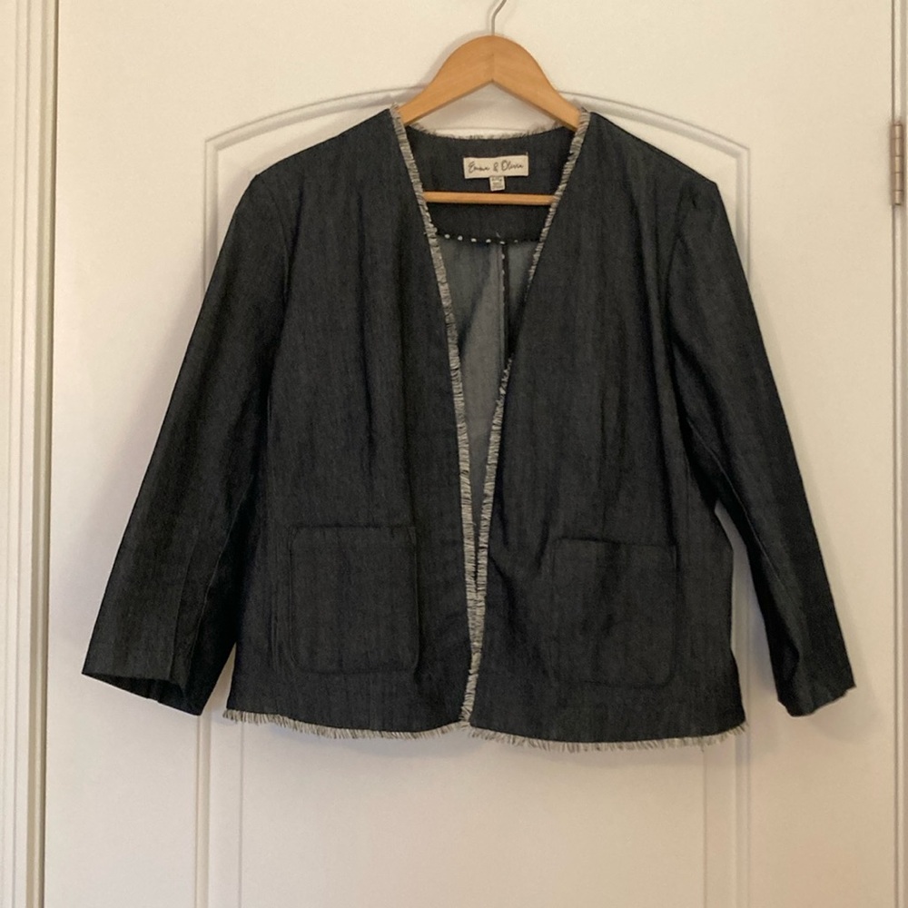Emma & Olivia Women's Fringed Blazer 3/4 Sleeves Size Large